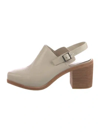 Pre-owned Intentionally Blank Leather Mules In Neutral