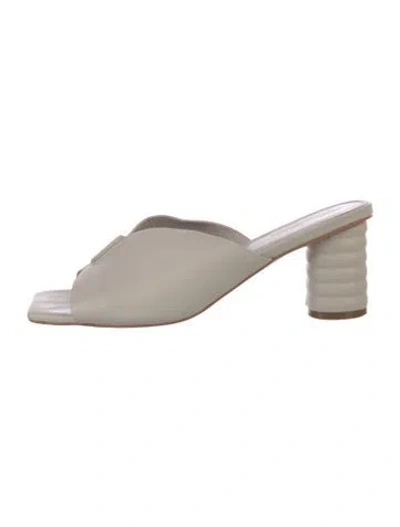 Pre-owned Intentionally Blank Leather Mules In Neutrals