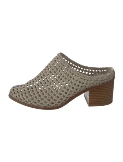 Pre-owned Intentionally Blank Leather Patterned Mules In Neutral