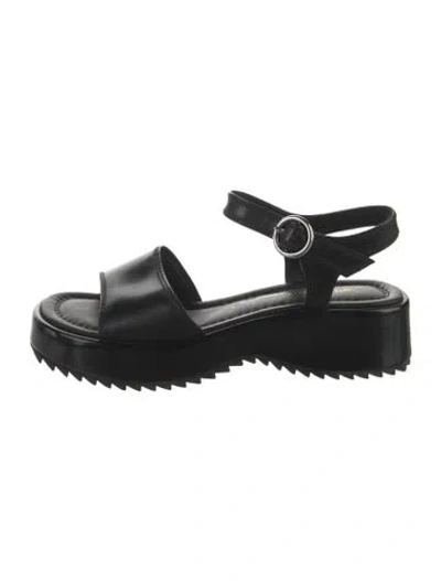 Pre-owned Intentionally Blank Leather Sandals In Black