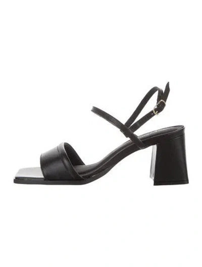 Pre-owned Intentionally Blank Leather Sandals In Black