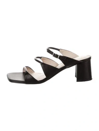 Pre-owned Intentionally Blank Leather Sandals In Black