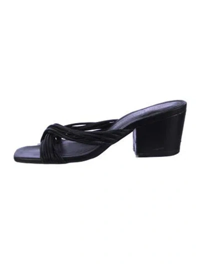 Pre-owned Intentionally Blank Leather Slides In Black