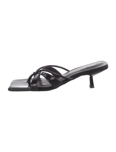 Pre-owned Intentionally Blank Leather Slides In Black
