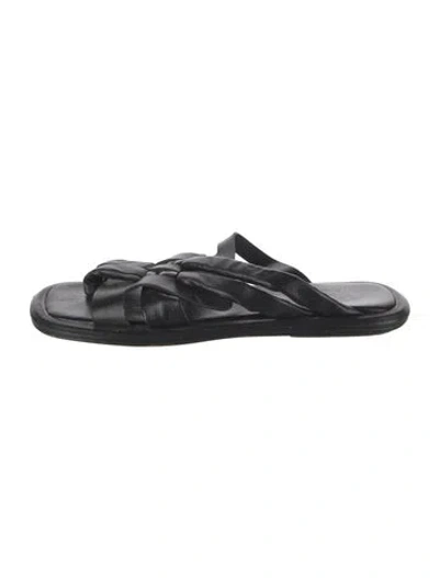 Pre-owned Intentionally Blank Leather Slides In Black