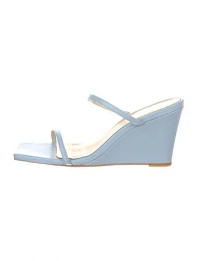 Pre-owned Intentionally Blank Leather Slides In Blue