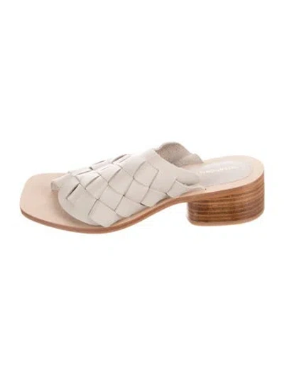 Pre-owned Intentionally Blank Leather Slides In Neutral