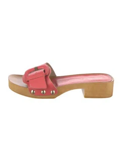 Pre-owned Intentionally Blank Leather Slides In Pink/red