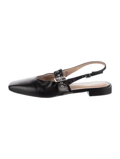 Pre-owned Intentionally Blank Leather Slingback Flats In Black