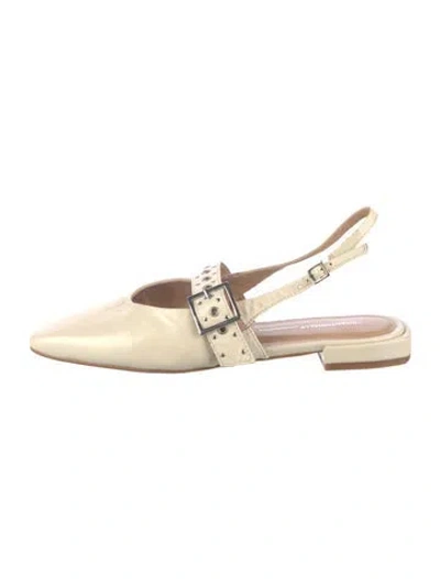 Pre-owned Intentionally Blank Leather Slingback Flats In Neutrals