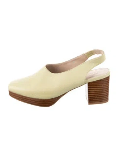 Pre-owned Intentionally Blank Leather Slingback Pumps In Green