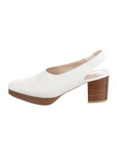 Pre-owned Intentionally Blank Leather Slingback Pumps In White