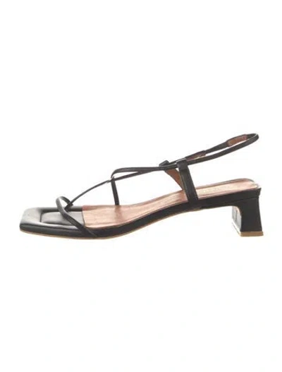 Pre-owned Intentionally Blank Leather Slingback Sandals In Black