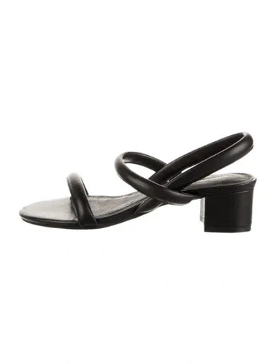 Pre-owned Intentionally Blank Leather Slingback Sandals In Black