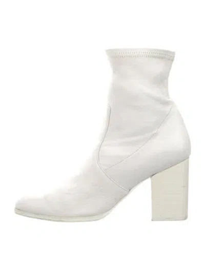 Pre-owned Intentionally Blank Leather Sock Boots In White