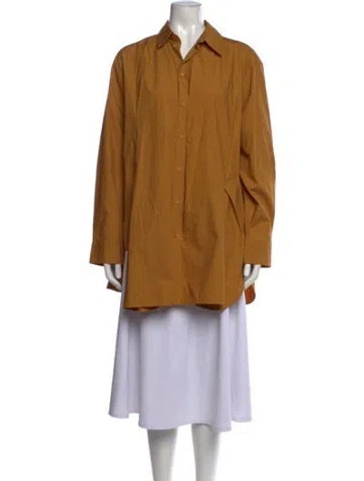 Pre-owned Intentionally Blank Long Sleeve Button-up Top In Brown