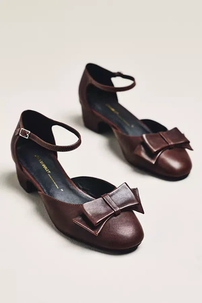 Intentionally Blank Mary Jane Bow Heels In Brown