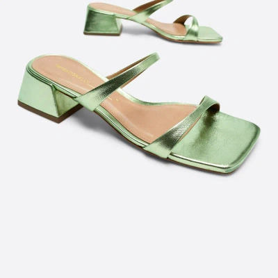 Intentionally Blank Near Metallic Heeled Sandal In Green