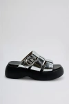 Intentionally Blank Nell Platform Slide Sandals In Silver