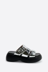 Intentionally Blank Nell Platform Slide Sandals In Silver