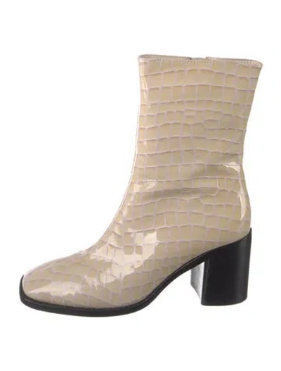 Pre-owned Intentionally Blank Patent Leather Animal Print Boots In Neutrals