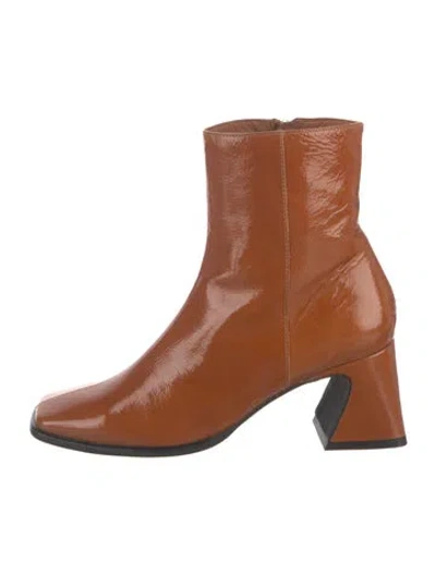 Pre-owned Intentionally Blank Patent Leather Boots In Brown