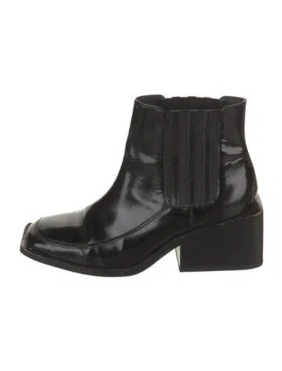 Pre-owned Intentionally Blank Patent Leather Chelsea Boots In Black