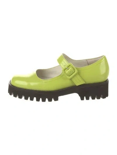 Pre-owned Intentionally Blank Patent Leather Mary Jane Flats In Green