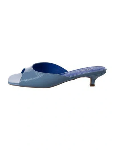 Pre-owned Intentionally Blank Patent Leather Slides In Blue