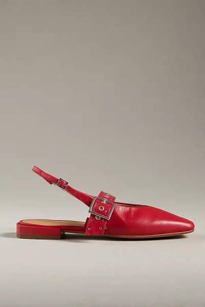 Intentionally Blank Pearl Slingback Flats In Red