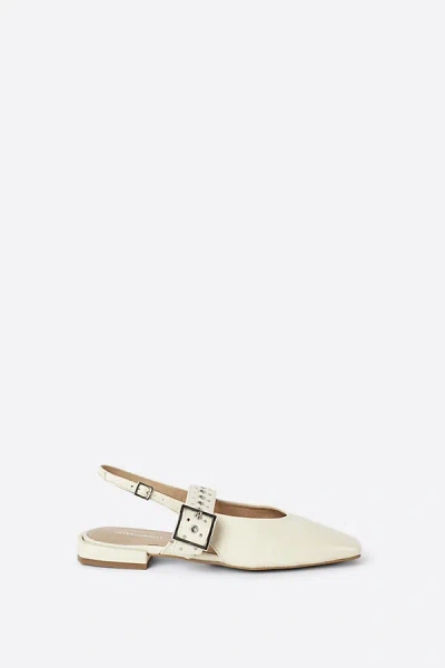 Intentionally Blank Pearl Slingback Flats In White