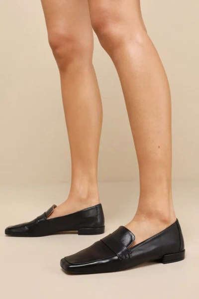 INTENTIONALLY BLANK PINKY BLACK LEATHER SQUARE-TOE LOAFER FLATS