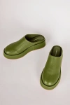 Intentionally Blank Risen Leather Platform Mule In Olive, Women's At Urban Outfitters In Olive