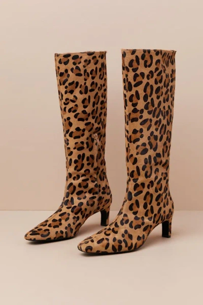 INTENTIONALLY BLANK SEVILLE CHEETAH CALF HAIR LEATHER KNEE-HIGH BOOTS