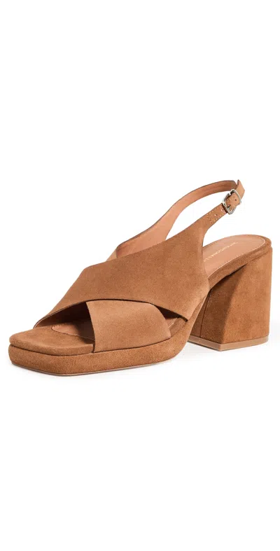 Intentionally Blank Siren Sandal Sling Heels Whiskey