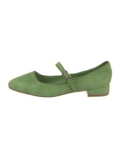 Pre-owned Intentionally Blank Suede Mary Jane Flats In Green