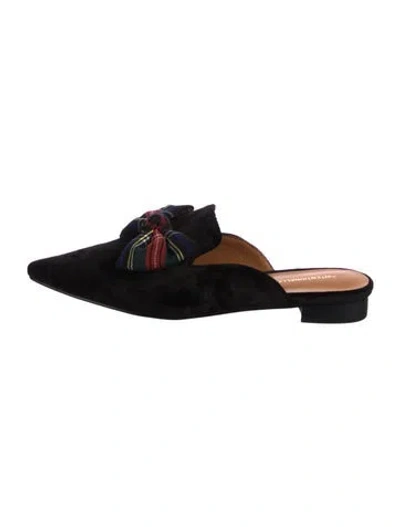 Pre-owned Intentionally Blank Suede Mules In Black