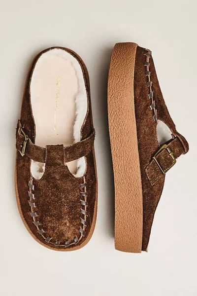 Intentionally Blank Textmsg Suede & Shearling Clog In Brown