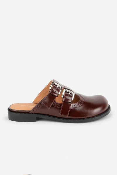 Intentionally Blank Varsity Brogue Mary Jane Mule In Maroon, Women's At Urban Outfitters In Burgundy
