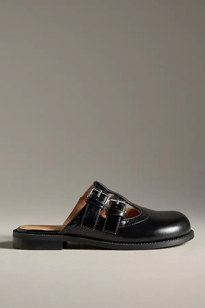 Intentionally Blank Varsity Brogue Mules In Black