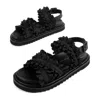 Intentionally Blank Women's Bestfriend Ribbon Sandal- Black In Black