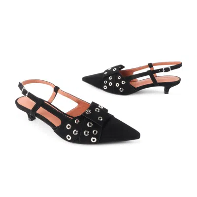 Intentionally Blank Women's Black Maman Slingback Kitten Heel