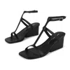 Intentionally Blank Semy Ankle Strap Wedge Sandal In Black