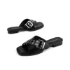 Intentionally Blank Women's Clipz Leather Sandal-black In Black