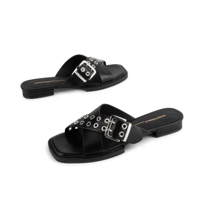 Intentionally Blank Women's Clipz Leather Sandal-black