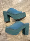 Intentionally Blank Women's Craze Platform Mule Heels In Capri In Blue