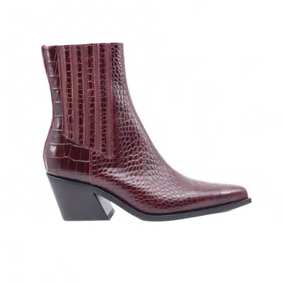 Intentionally Blank Women's Hillary Heeled Ankle Boot In Red In Burgundy