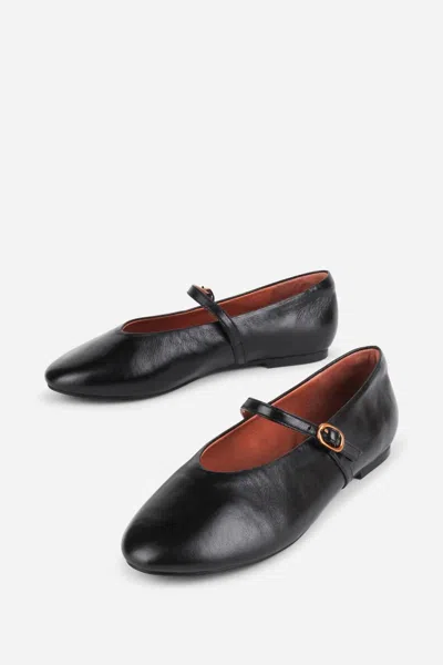 Intentionally Blank Women's Larisa Leather Mary Jane Flat Shoe In Black