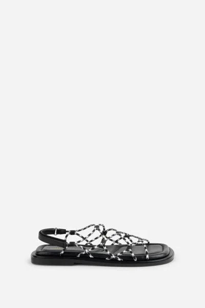 Intentionally Blank Women's Lychee Rope Sandals In Blackwhite