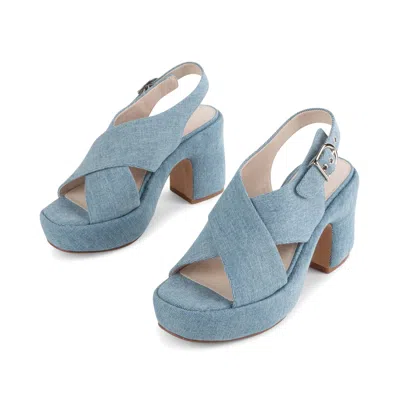 Intentionally Blank Women's Mindy Denim Slingback Platform Sandal- Blue